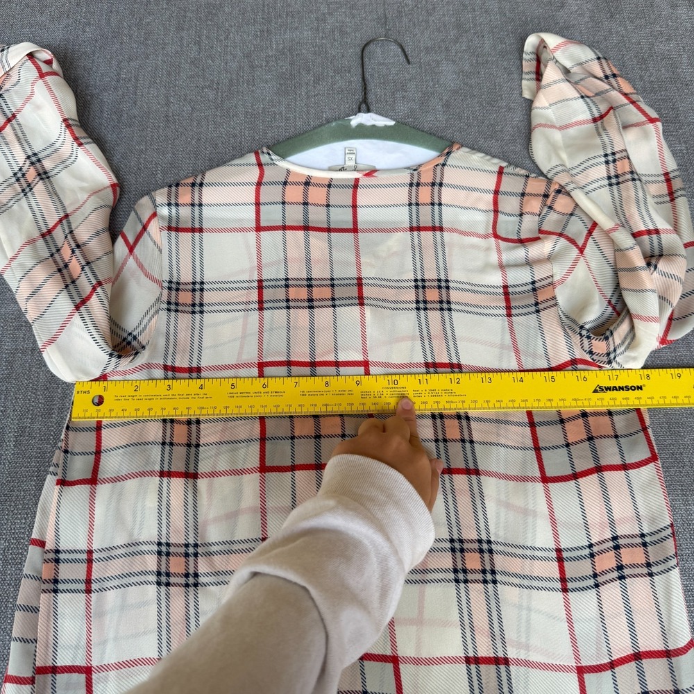 Joie Shirt Womens XS Beige Plaid Silk Roll Tab Sleeve Lightweight Button Front - Picture 4 of 8